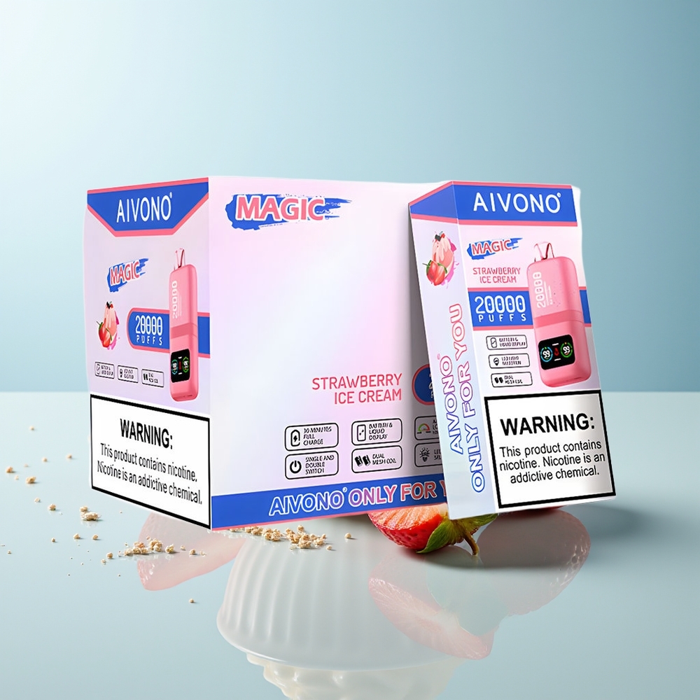 Aivono Aim Magic 20000 Puffs فراولة آيس كريم شاشة LCD
