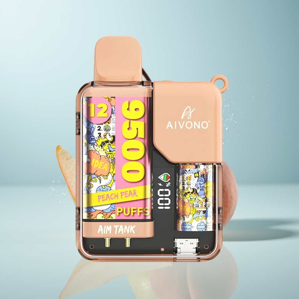 Aivono Aim-Tank 9500 Puffs خوخ كمثرى 18ml LCD