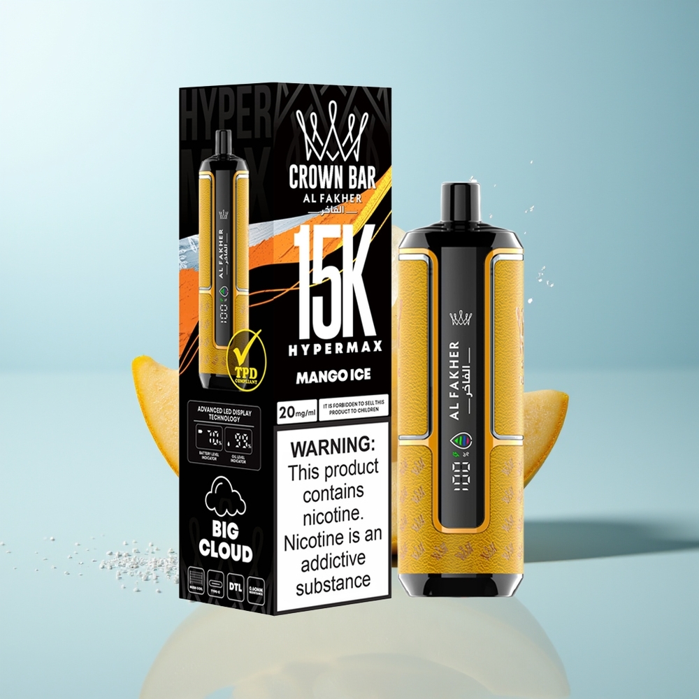 Al Fakher Crown Bar 15K مانجو آيس 22مل 600مللي أمبير شاحن Type-C