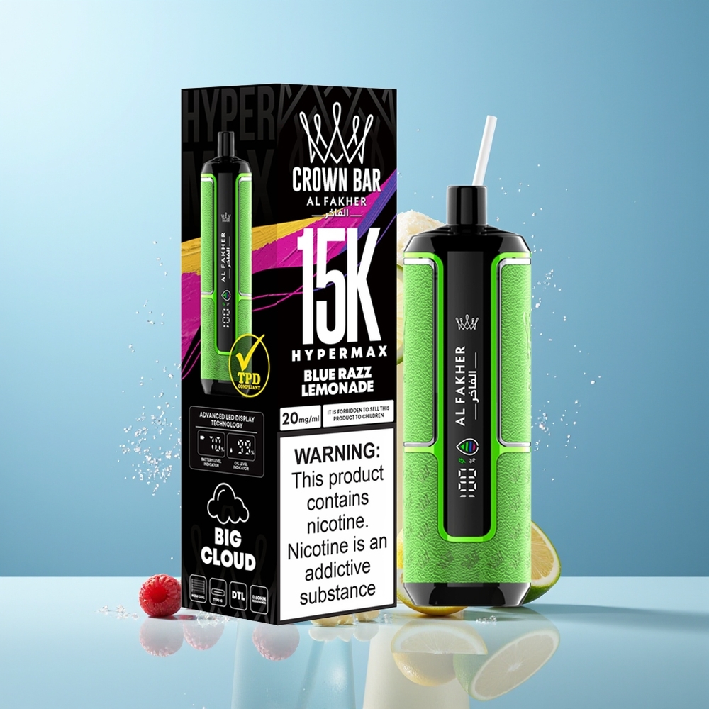 Al Fakher Crown Bar 15K ليمونادة التوت الأزرق Hypermax 22ml 600mAh