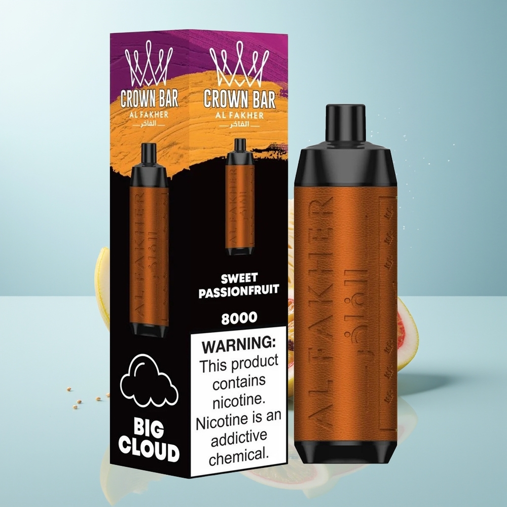 Al Fakher Crown Bar 8000 18ml USB Type-C Disposable Vape فاكهة العاطفة الحلوة