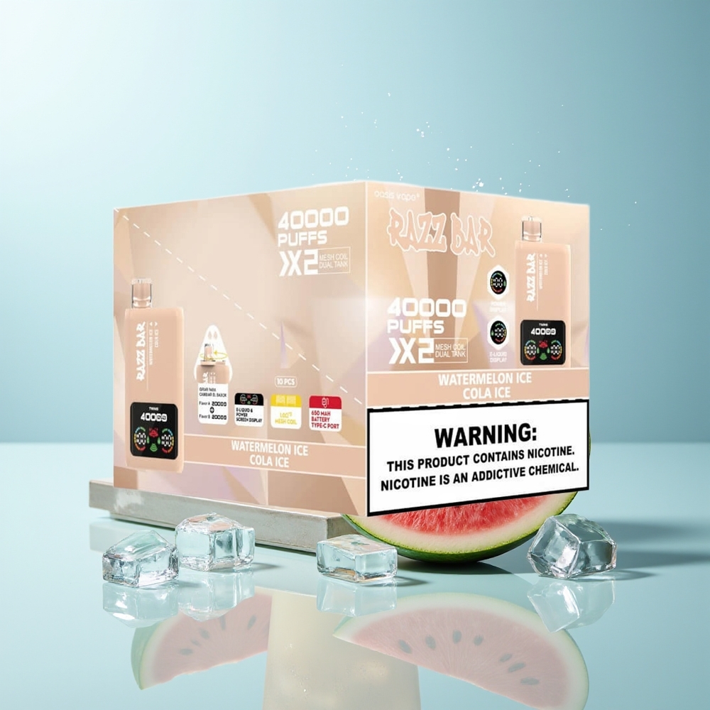 Razz Bar 40000 Puffs بطيخ ثلج - كولا ثلج شاشة عرض بطارية 650 مAh