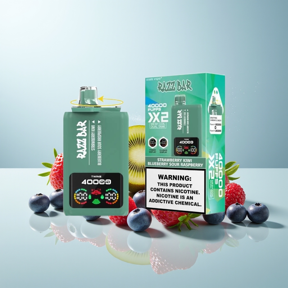 Razz Bar 40000 أنف Strawberry Kiwi - Blueberry Sour Raspberry شاشة عرض 2% نيكوتين