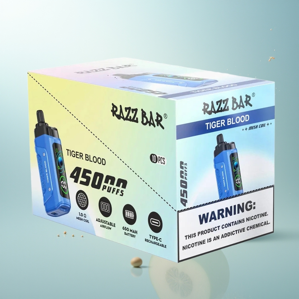 راز بار Razz Bar 45000 نفخة نمر الدم مشبك قابل لإعادة الشحن