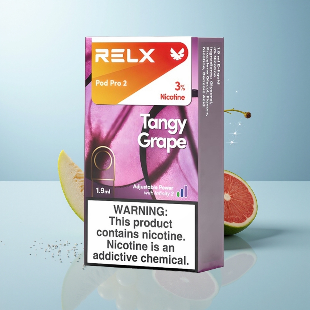 RELX Pod Pro 2 600 نفخة عنب لاذع 1.9 مل و3 أوضاع