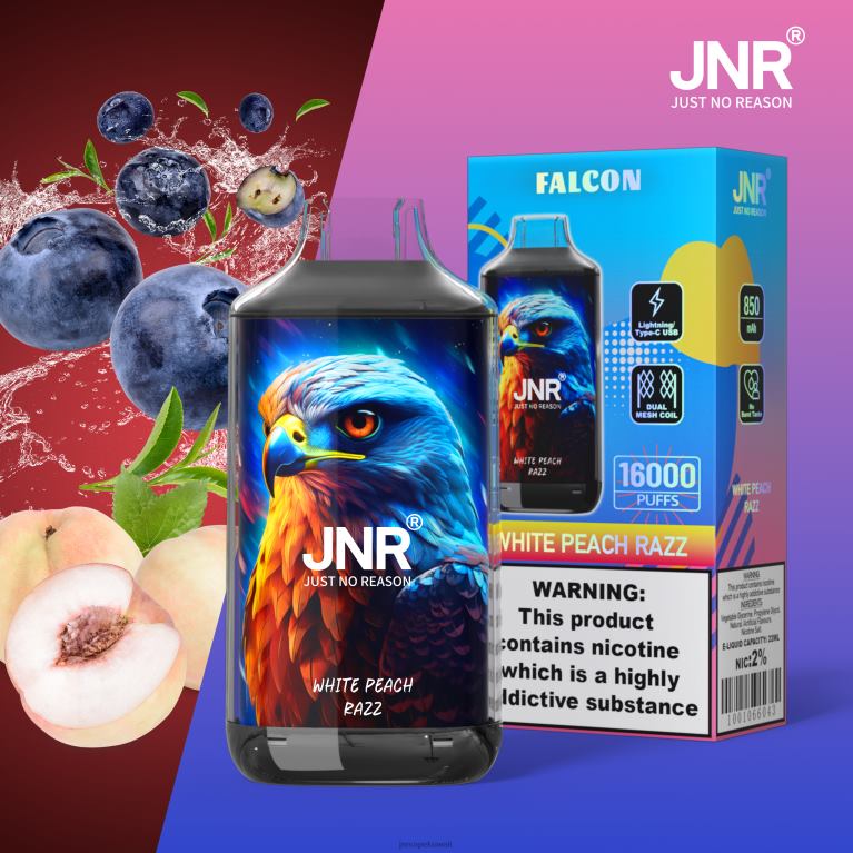 jnr فالكون - JNR Vape Kuwait 6V8DF232 خوخ أبيض راز بدون ثمار
